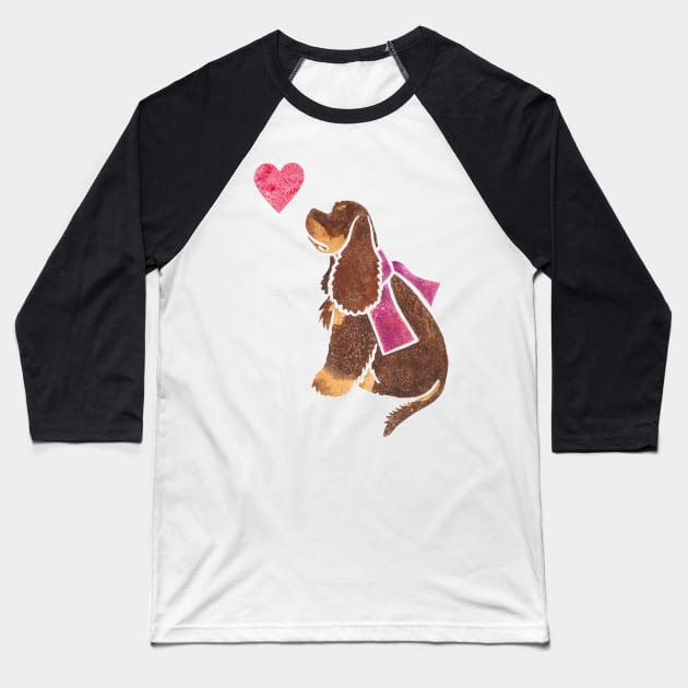 Watercolour American Cocker Spaniel Baseball T-Shirt by animalartbyjess